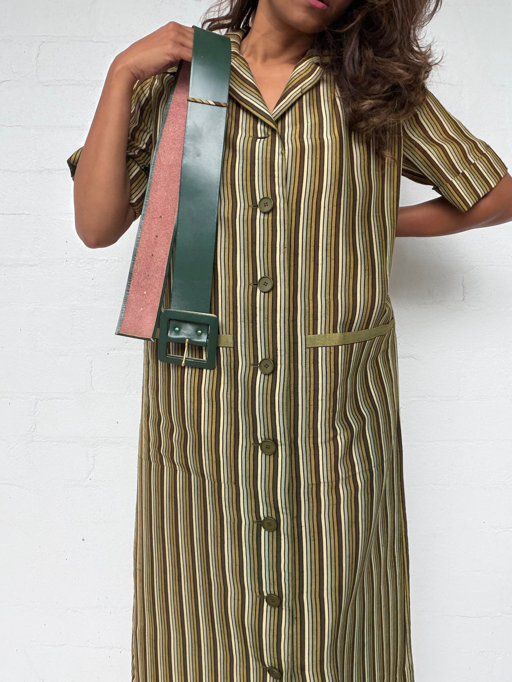 Vintage Miss Dior Striped Shirt Dress with Matching Belt