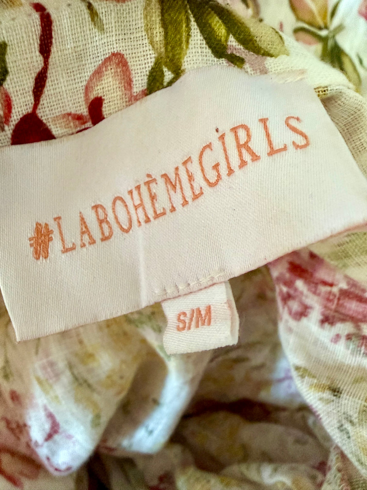 La Boheme Aurelia Floral Long Sleeve Linen Maxi