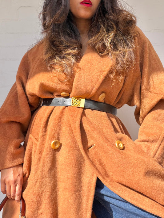 Vintage Loewe Gold Buckle Leather Belt