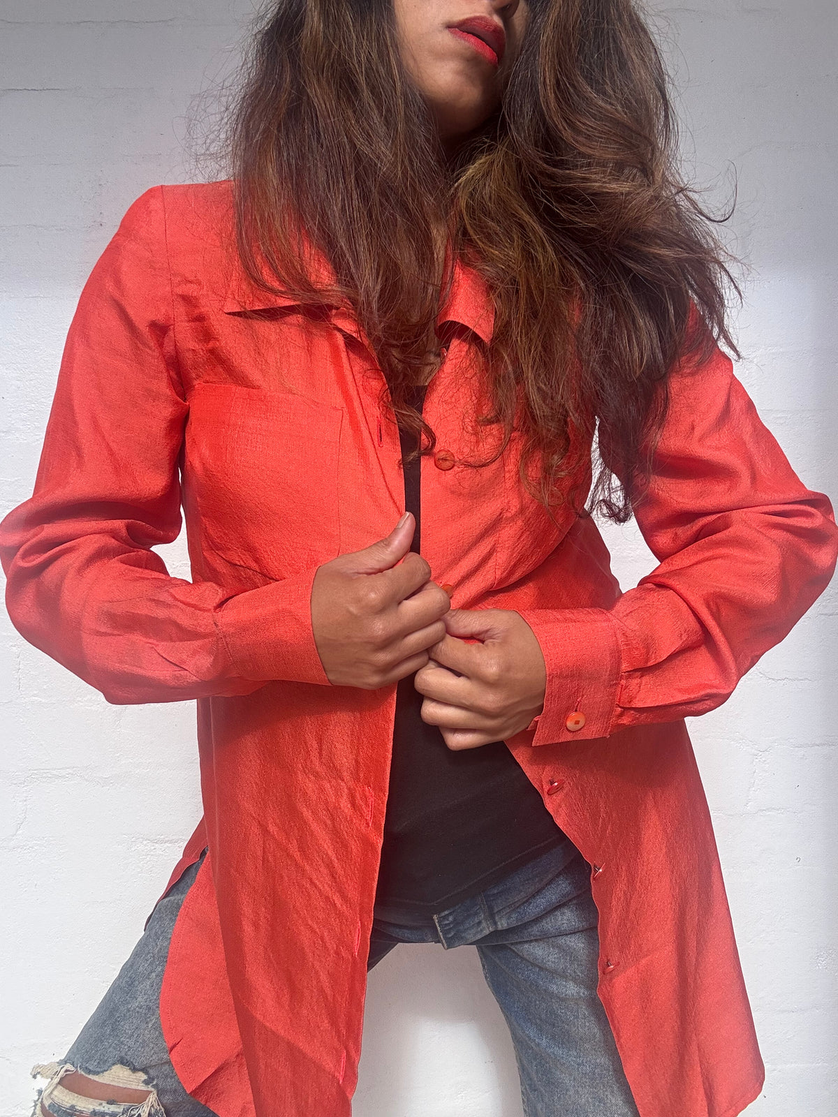 Vintage Fendi Silk Shirt - Orange