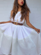 Scanlan & Theodore Mesh Scuba Halter Dress -  White