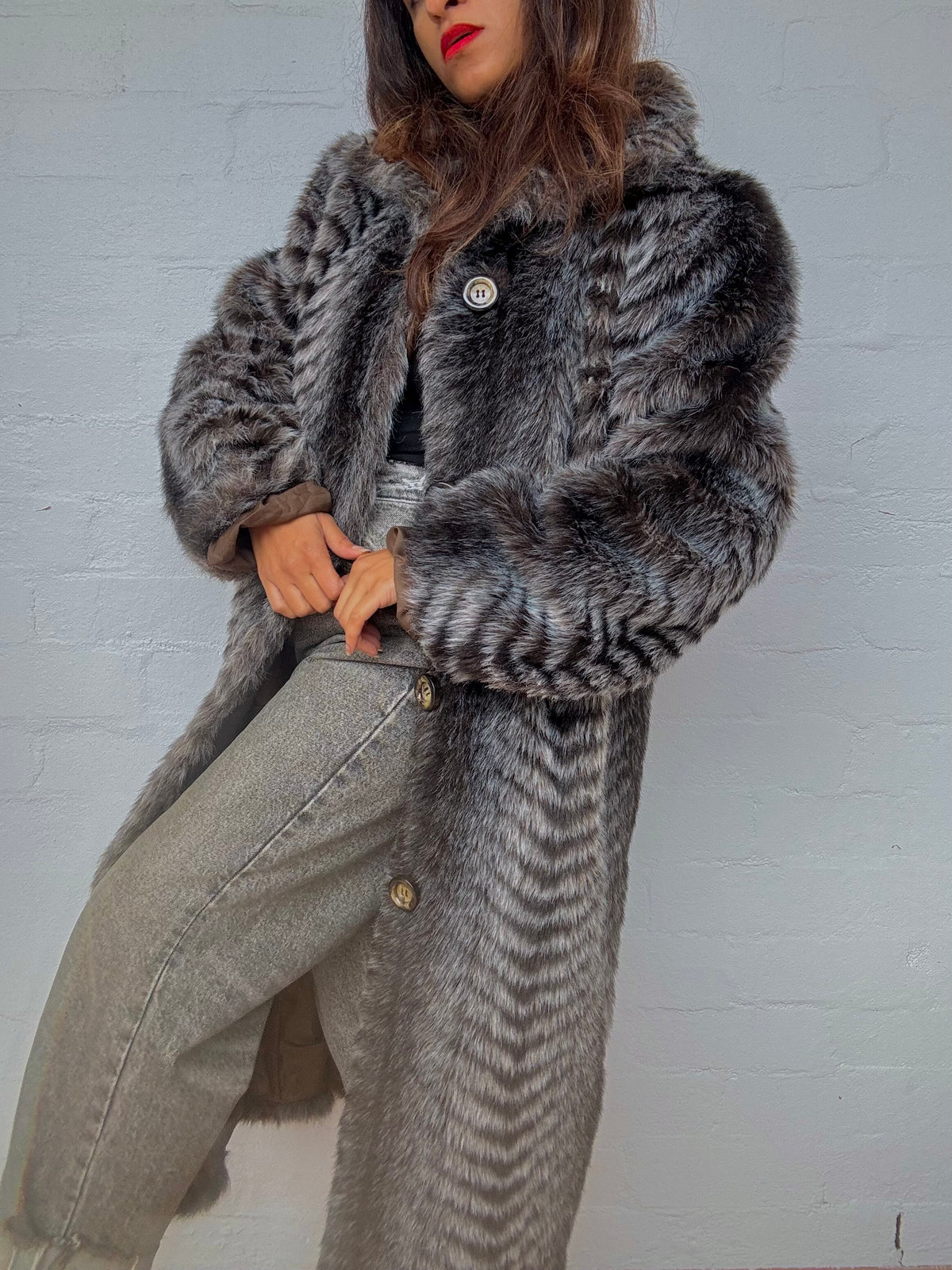 Vintage Parisian Faux Fur Coat