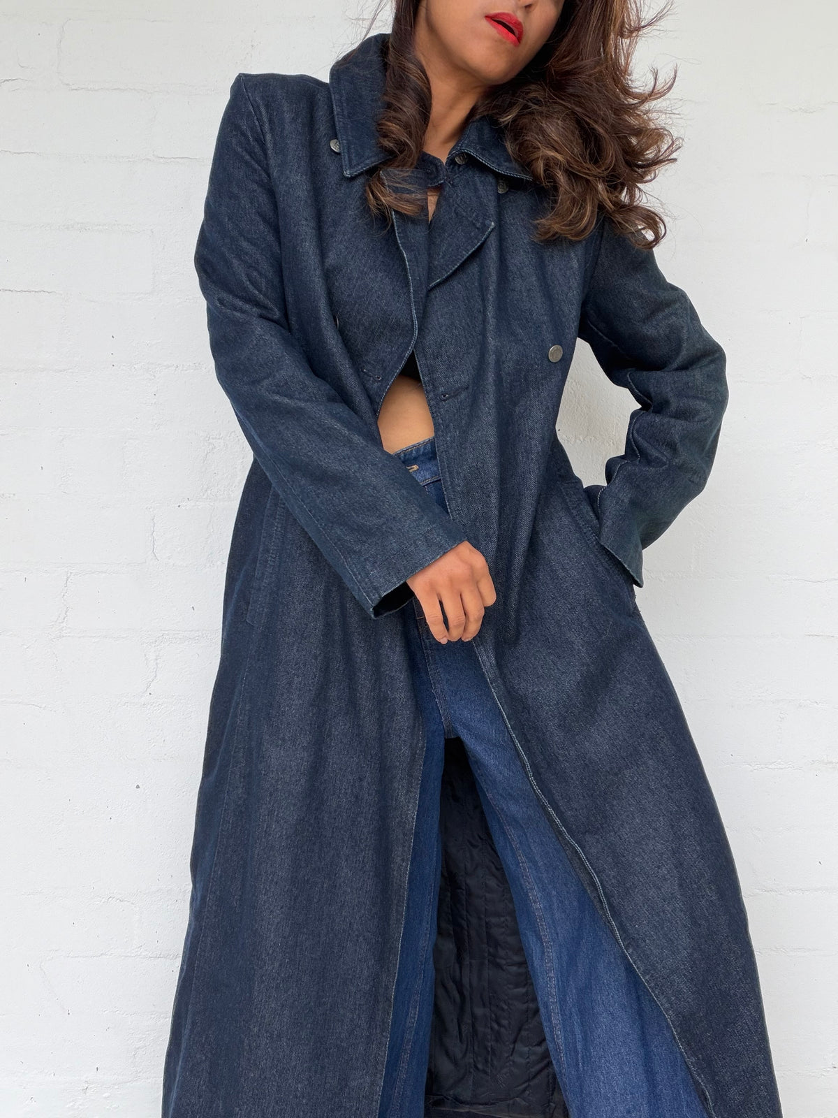 Rare Fendi Denim Long Quilted Coat