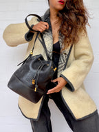 Rare Vintage Loewe Anagram Bucket Bag - Black