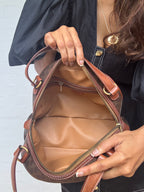 Celine Vintage Macadam Half Moon Handbag
