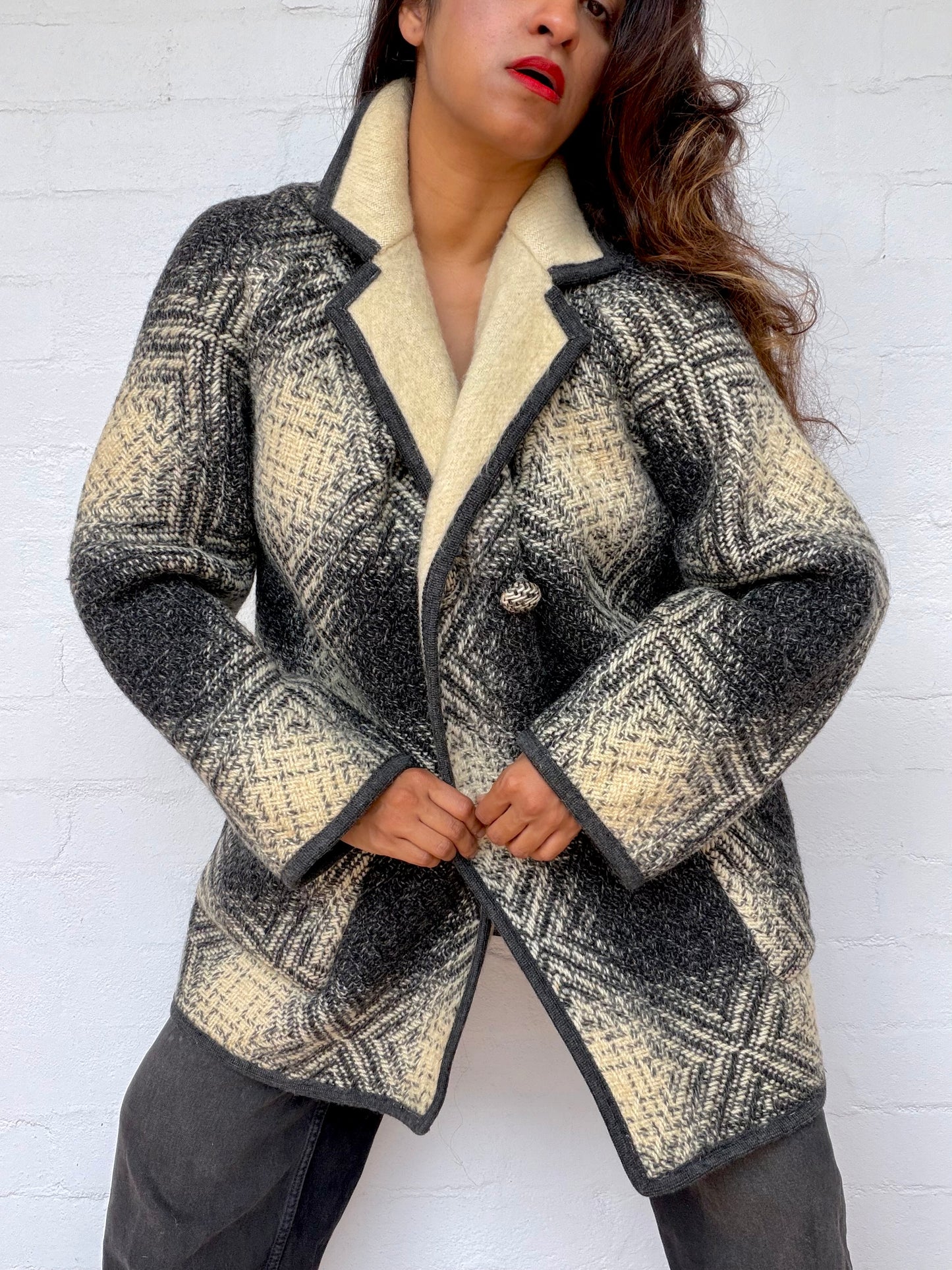 Vintage Reversible Mohair Coat -  Made in England