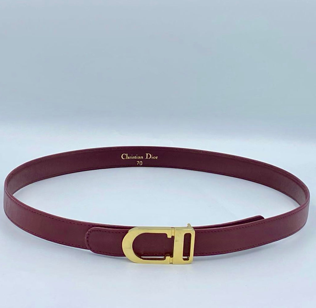 Vintage Christian Dior Bordeaux Leather Belt