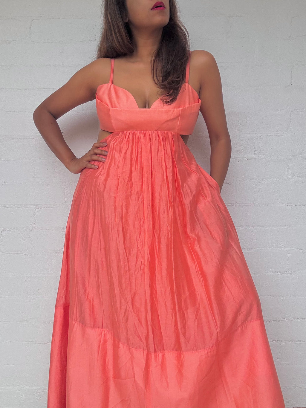 BNWT Sheike Grace Maxi Dress In Peach / Coral