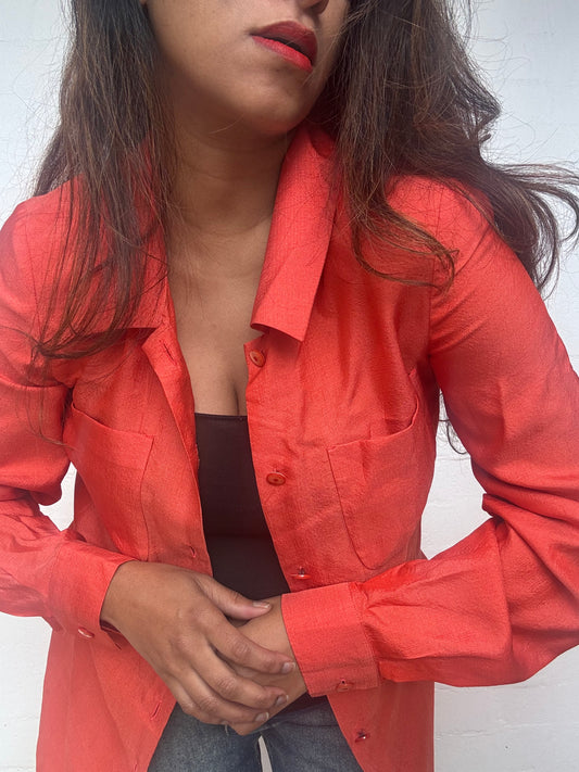 Vintage Fendi Silk Shirt - Orange
