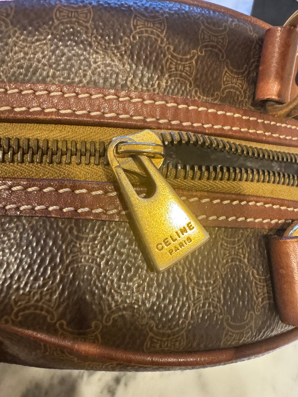 Celine Vintage Macadam Half Moon Handbag