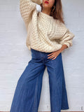 Vintage Irish Aran Knit Sweater - Cream