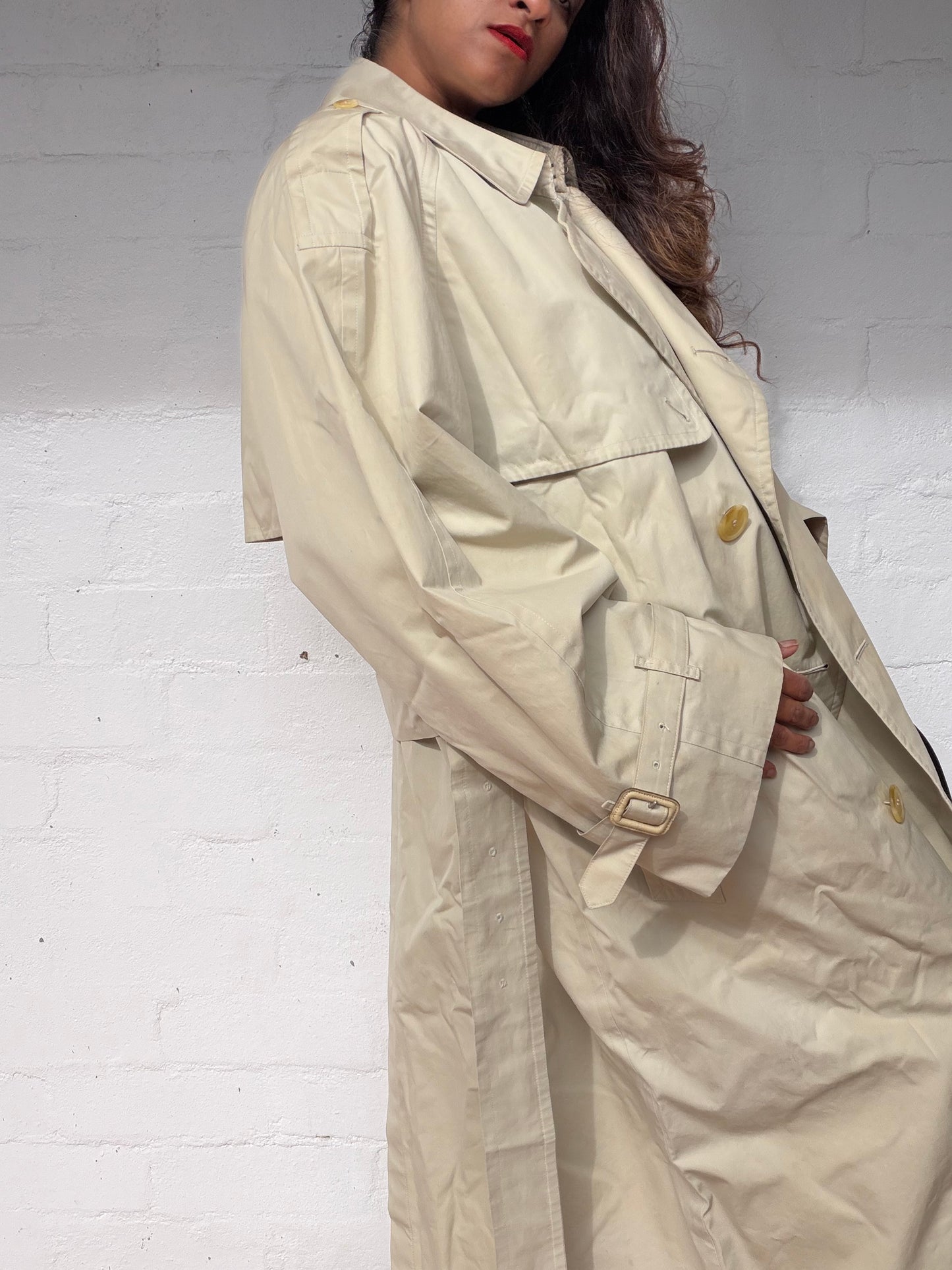 Burberry Double Breasted Trench Coat - Light Beige