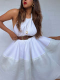 Scanlan & Theodore Mesh Scuba Halter Dress -  White