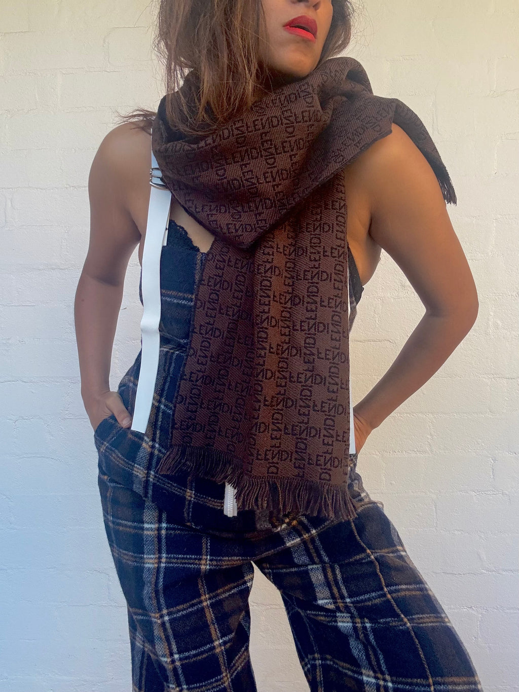 Vintage Fendi Wool Scarf - Chocolate Brown