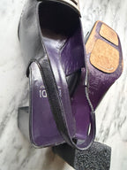 Vintage Fendi FF Buckle Leather Slingbacks - Black