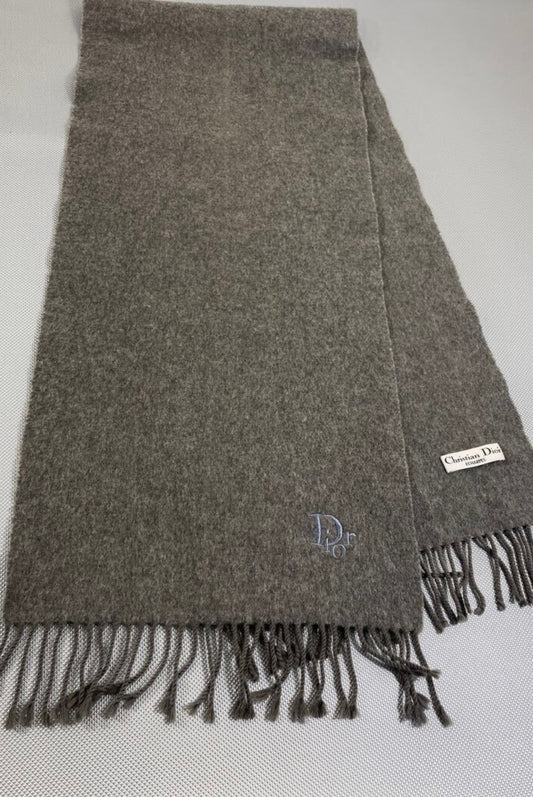 Vintage Christian Dior Wool Scarf - Grey