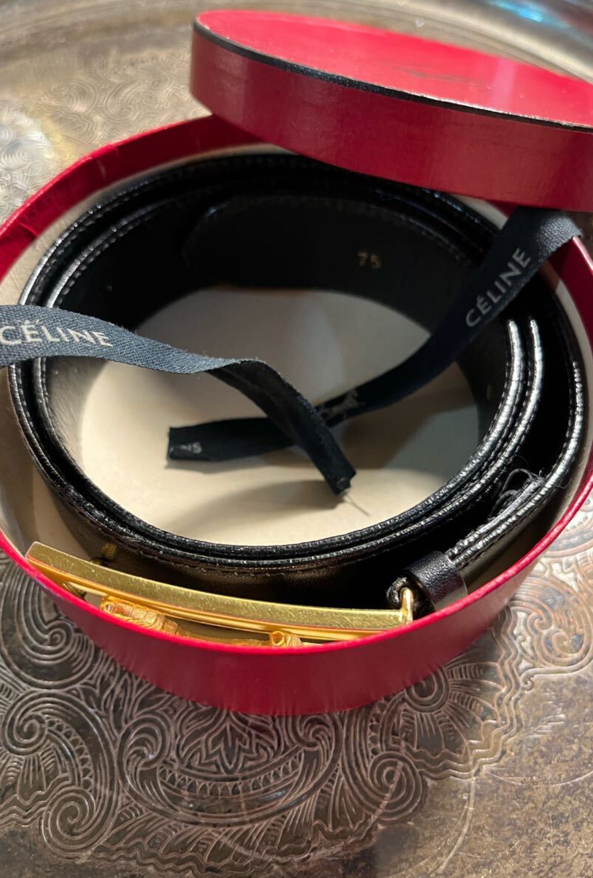 Vintage CELINE Carriage Studded Belt with Original Box