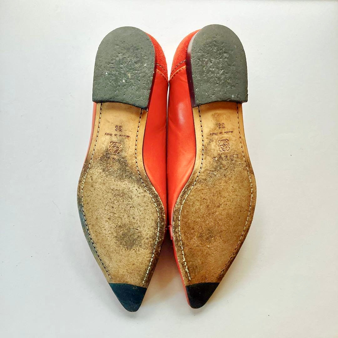 Vintage LOEWE Flats - Red/Orange