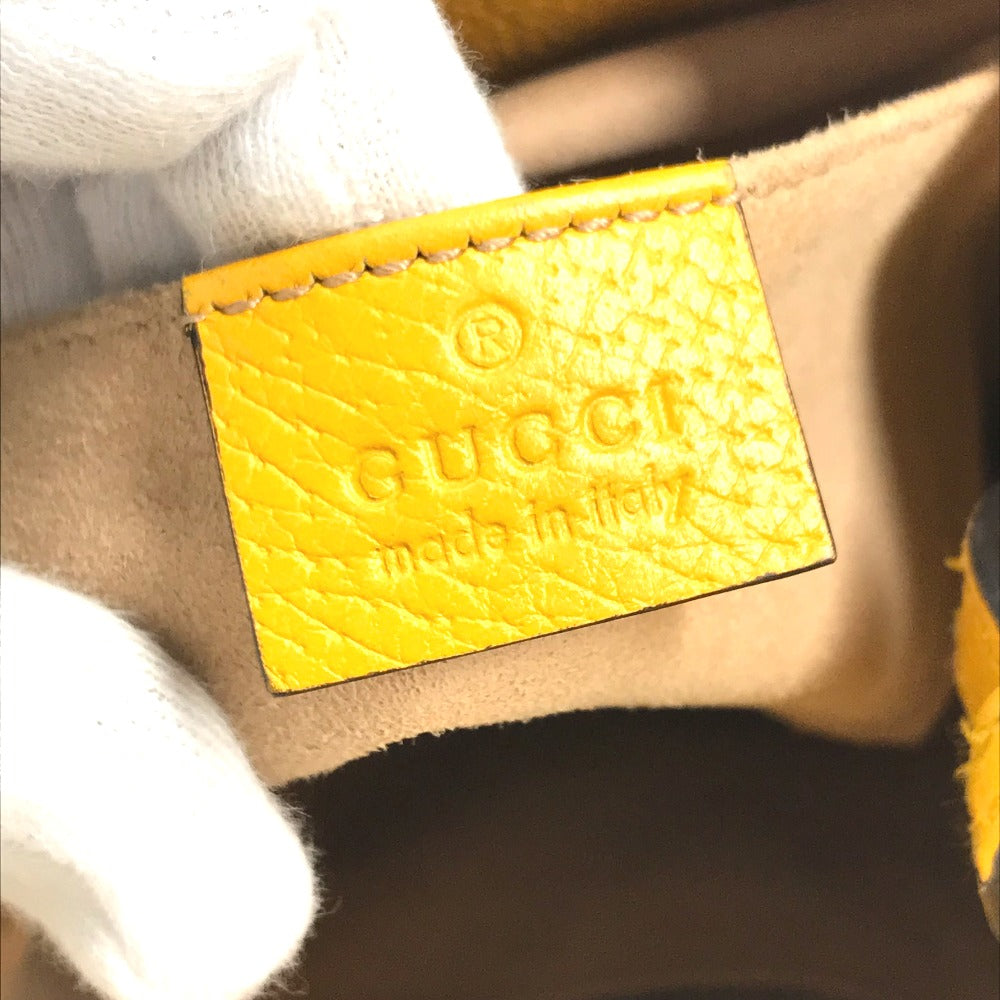 Gucci Mustard GG Supreme Small Ophidia Floral Bucket Bag