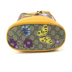 Gucci Mustard GG Supreme Small Ophidia Floral Bucket Bag
