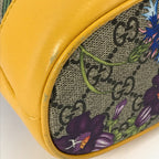 Gucci Mustard GG Supreme Small Ophidia Floral Bucket Bag