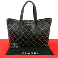 Chanel Black Leather Wild Stitch Tote Hand Bag