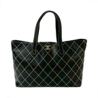 Chanel Black Leather Wild Stitch Tote Hand Bag