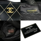 Chanel Black Leather Wild Stitch Tote Hand Bag