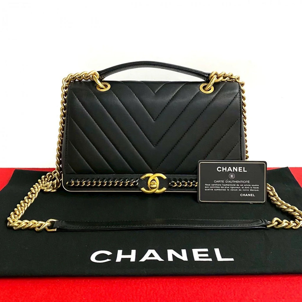 CHANEL V Stitch Shoulder Bag - Black