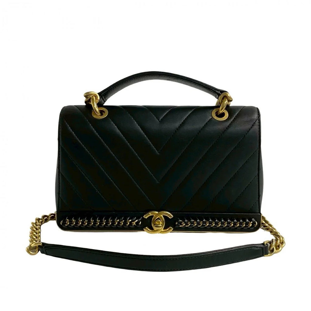 CHANEL V Stitch Shoulder Bag - Black
