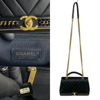 CHANEL V Stitch Shoulder Bag - Black
