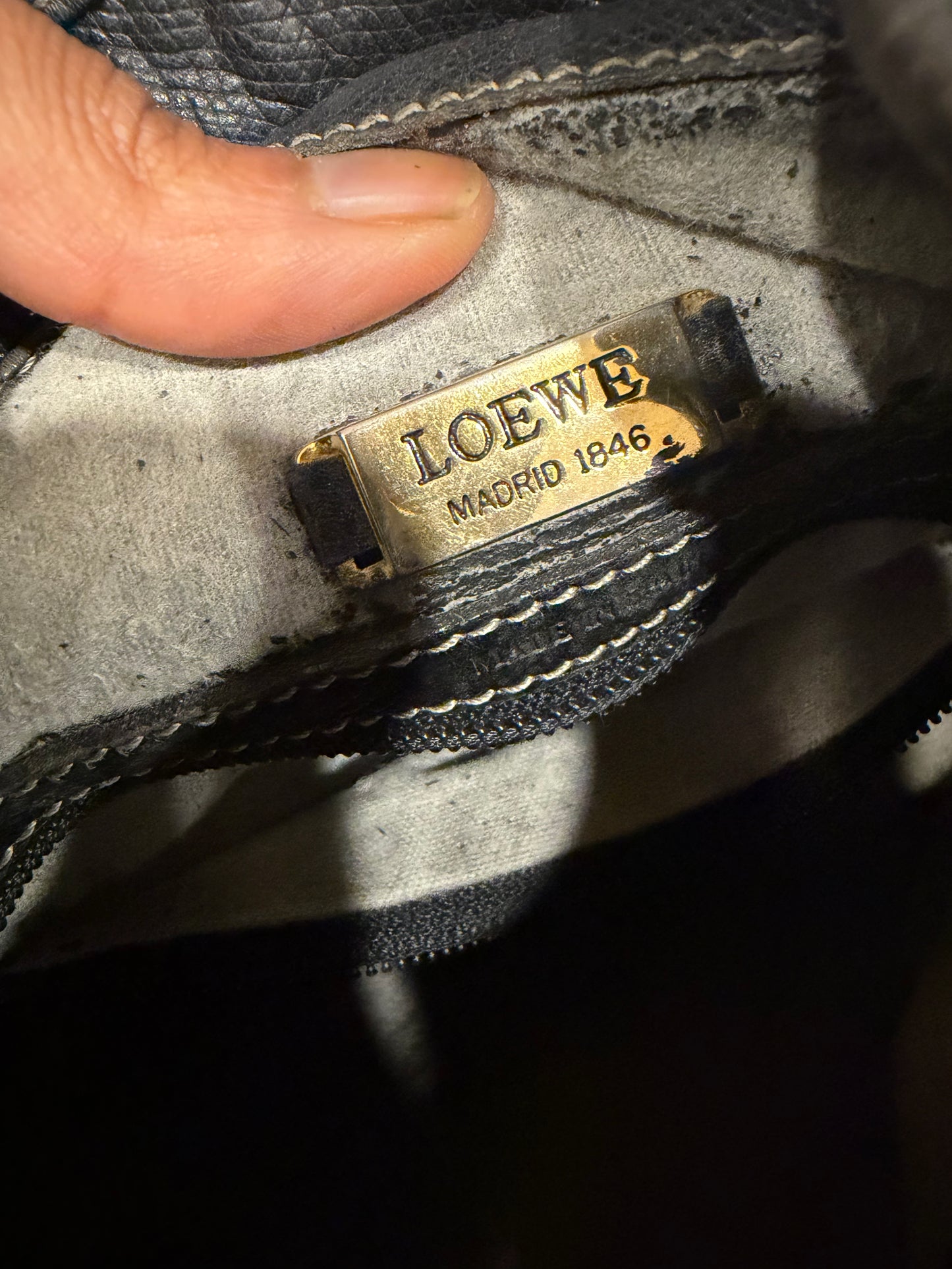 Rare Vintage Loewe Anagram Bucket Bag - Black