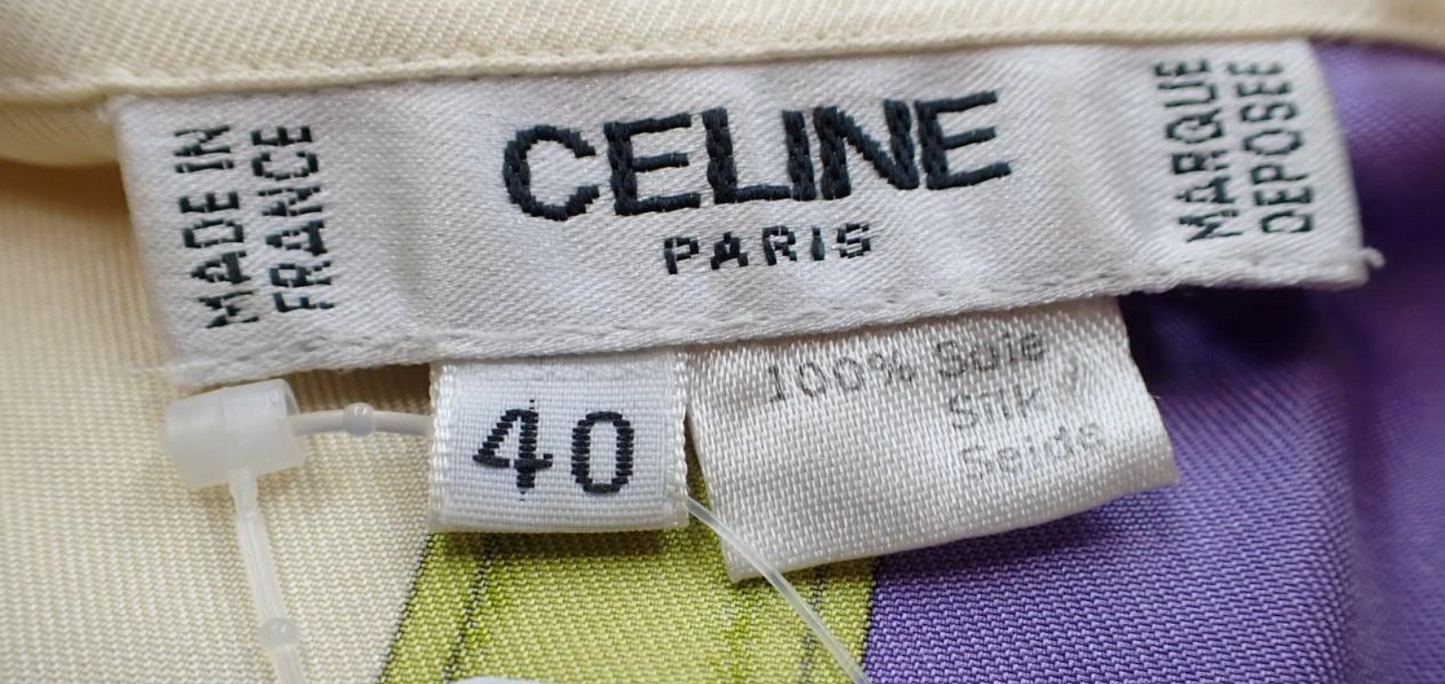 Vintage Celine Print 100% Silk Shirt
