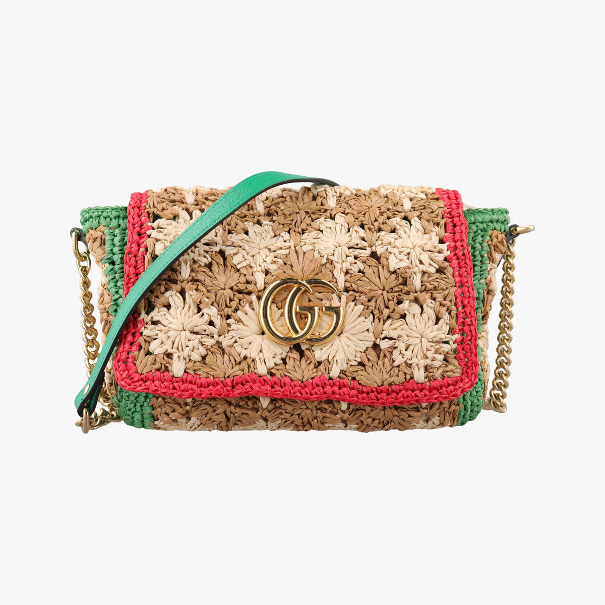 Gucci GG Marmont Raffia Shoulder Bag - Multicolour - PRE-ORDER
