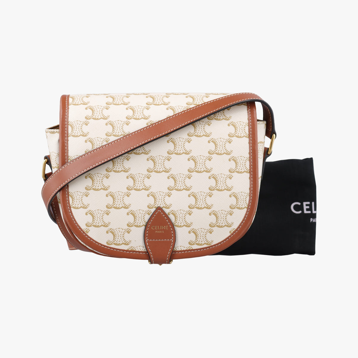 Celine Folco Triomphe Canvas Crossbody - White/Tan - PRE-ORDER