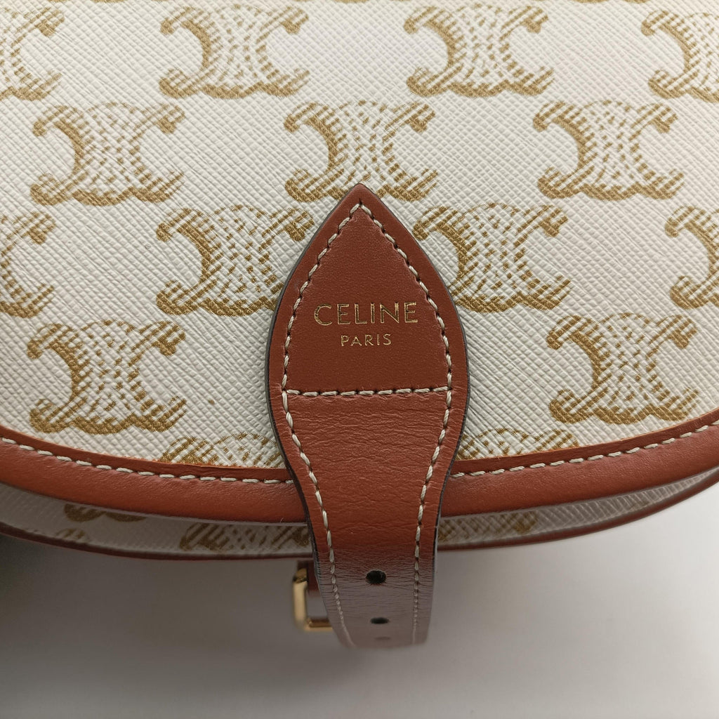 Celine Folco Triomphe Canvas Crossbody - White/Tan - PRE-ORDER