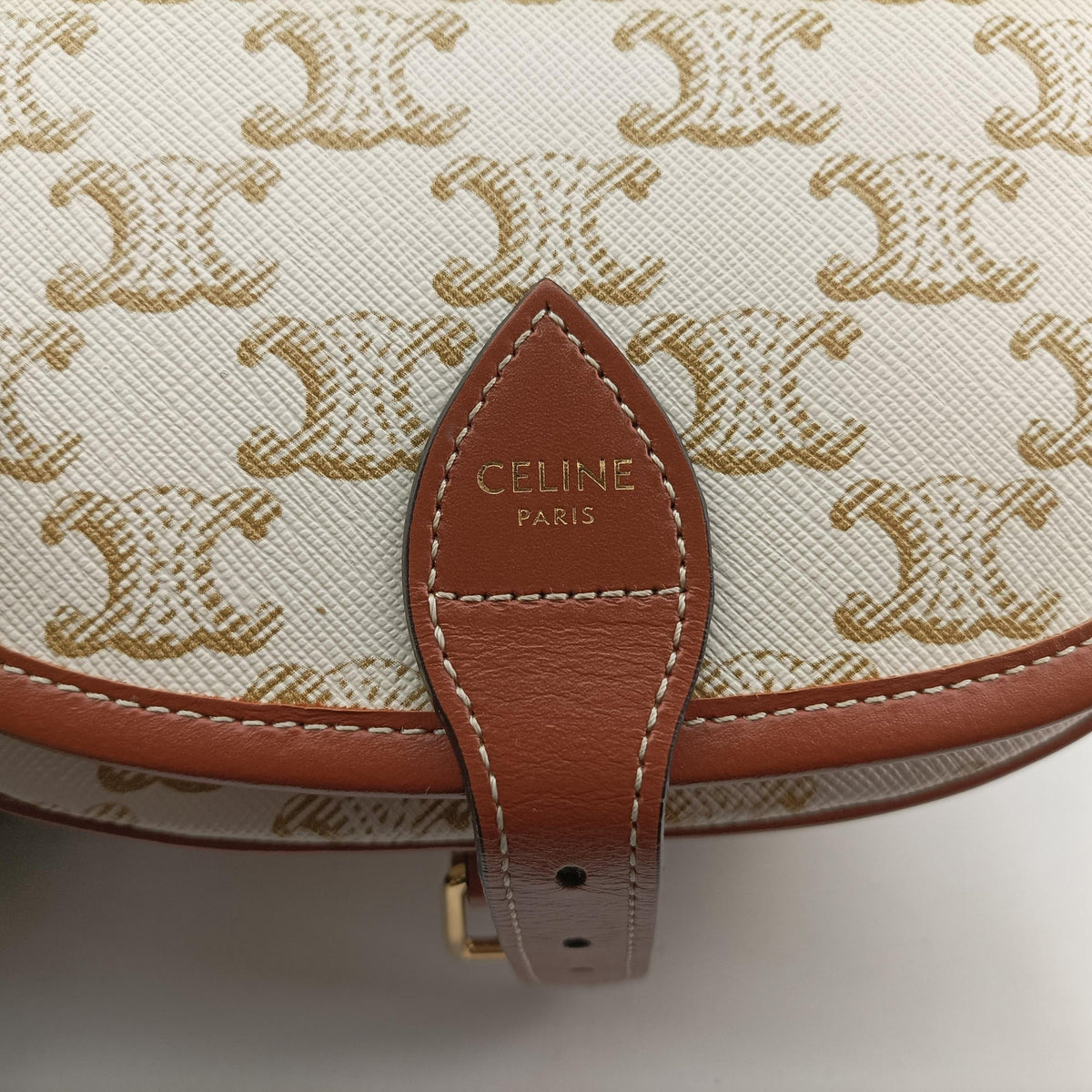 Celine Folco Triomphe Canvas Crossbody - White/Tan - PRE-ORDER