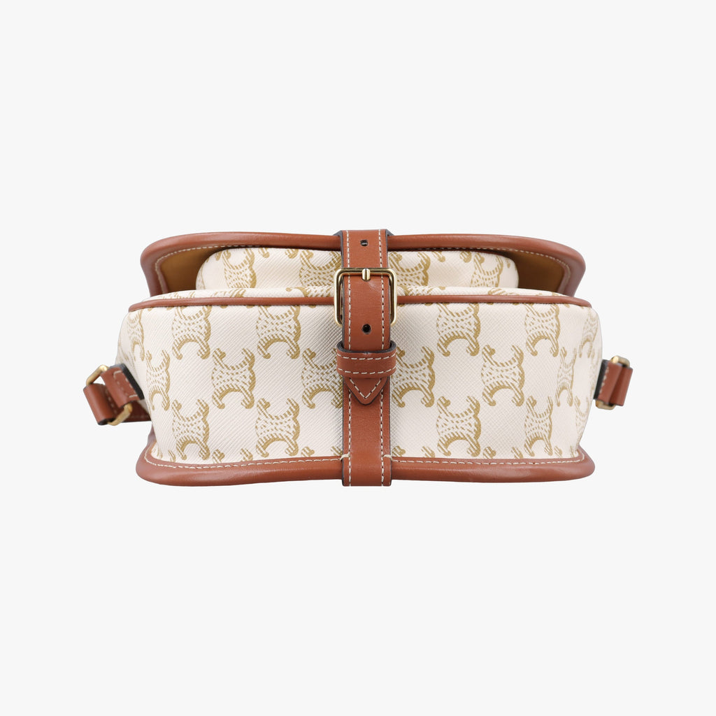 Celine Folco Triomphe Canvas Crossbody - White/Tan - PRE-ORDER