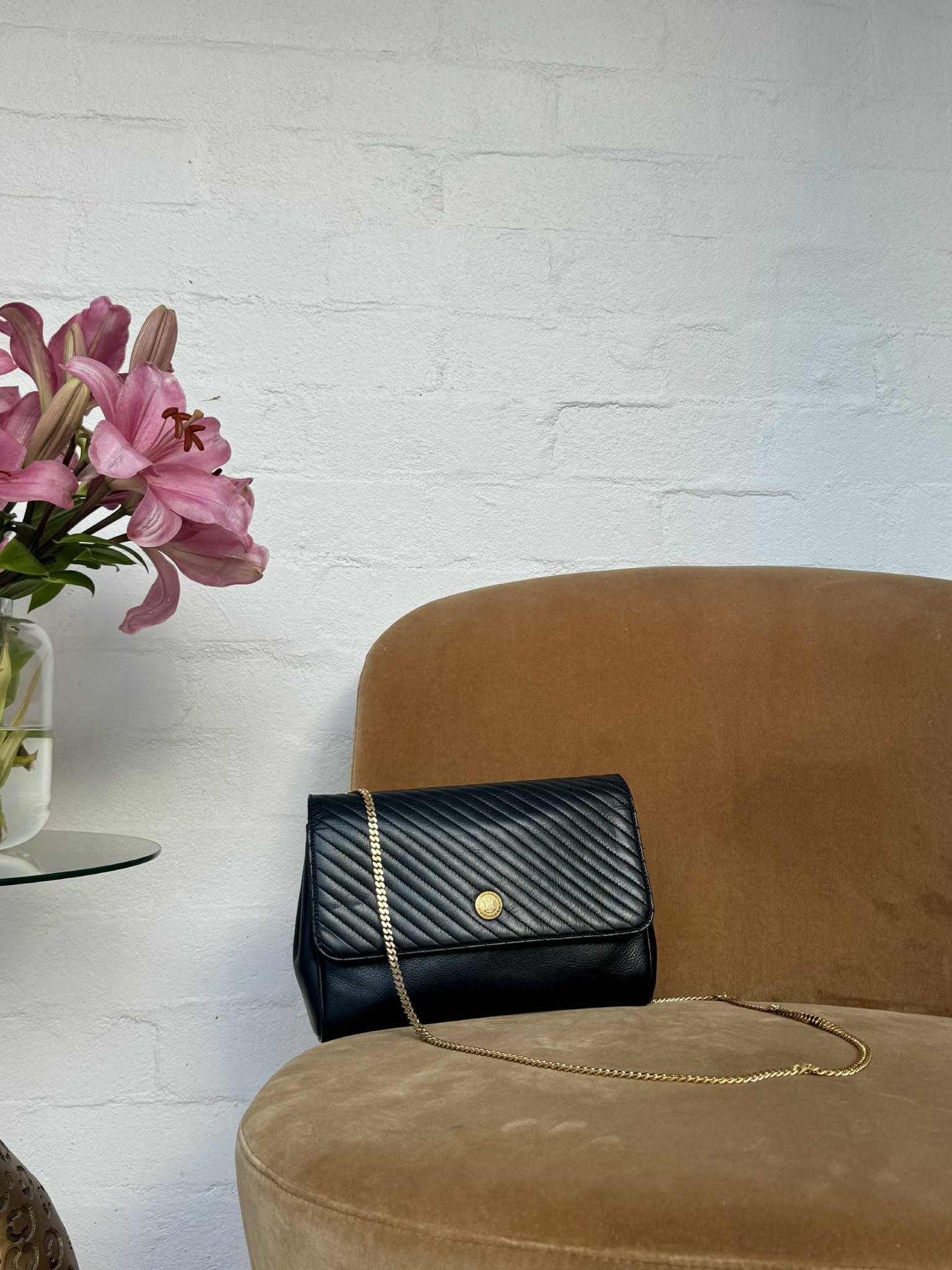Vintage Celine Triomphe Chain Shoulder & Clutch Bag