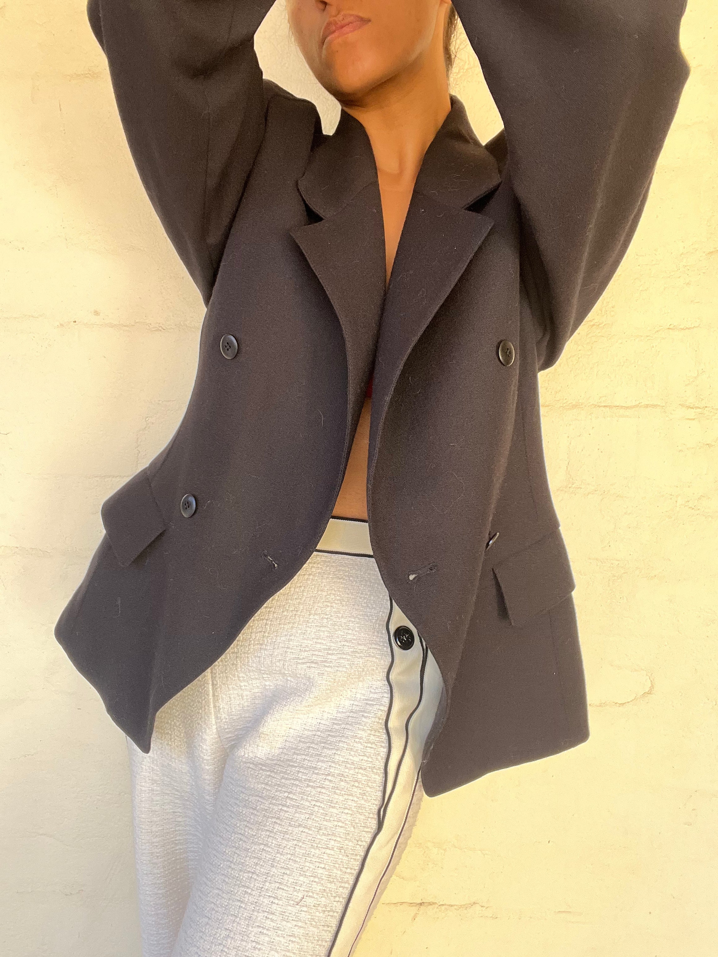 Vintage Black Blazer Puffy Sleeve