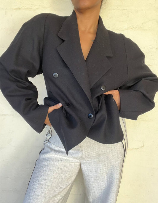 Vintage Black Blazer Puffy Sleeve