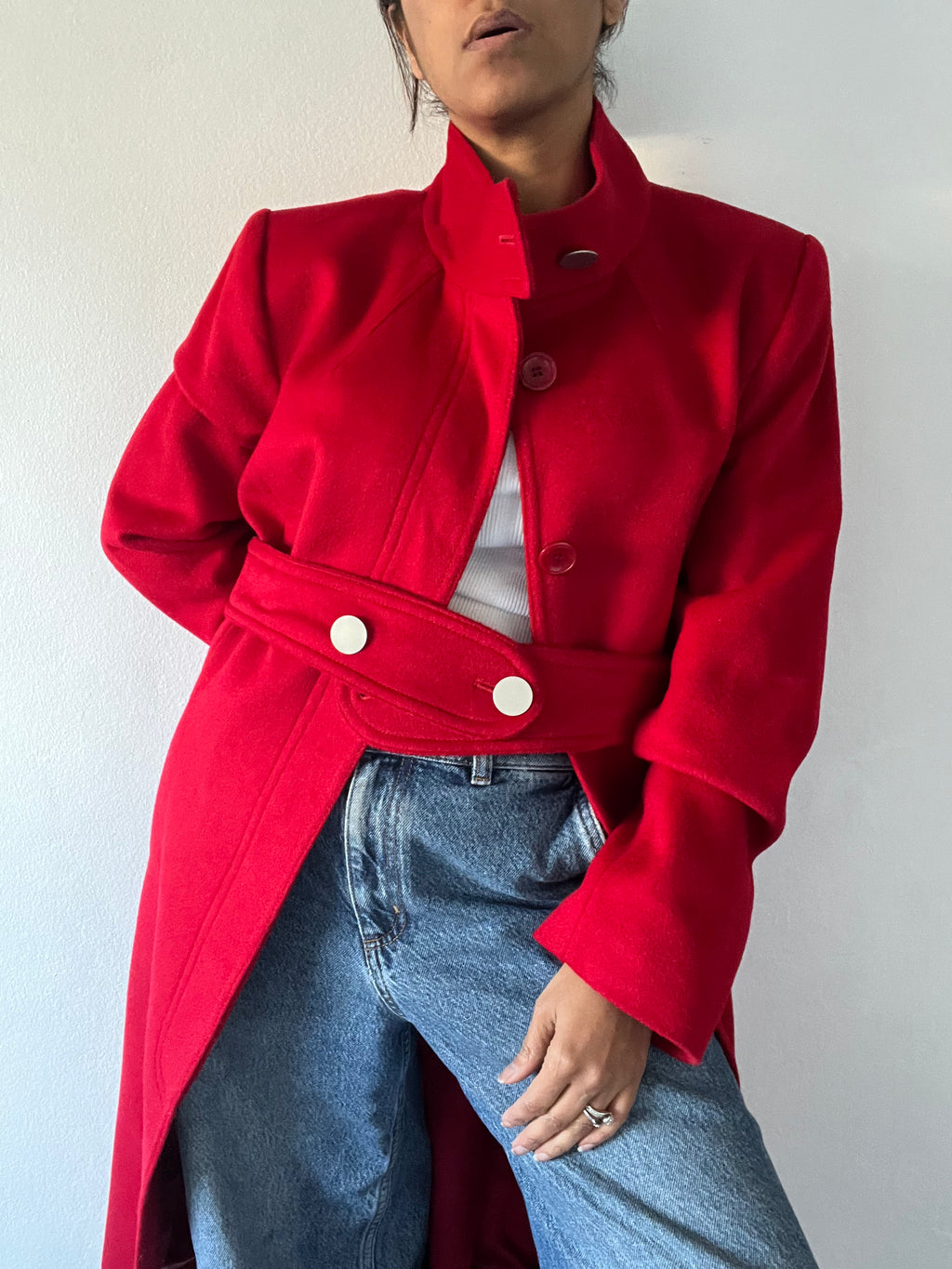Perri Cutten Funnel Neck Wool & Cashmere Coat