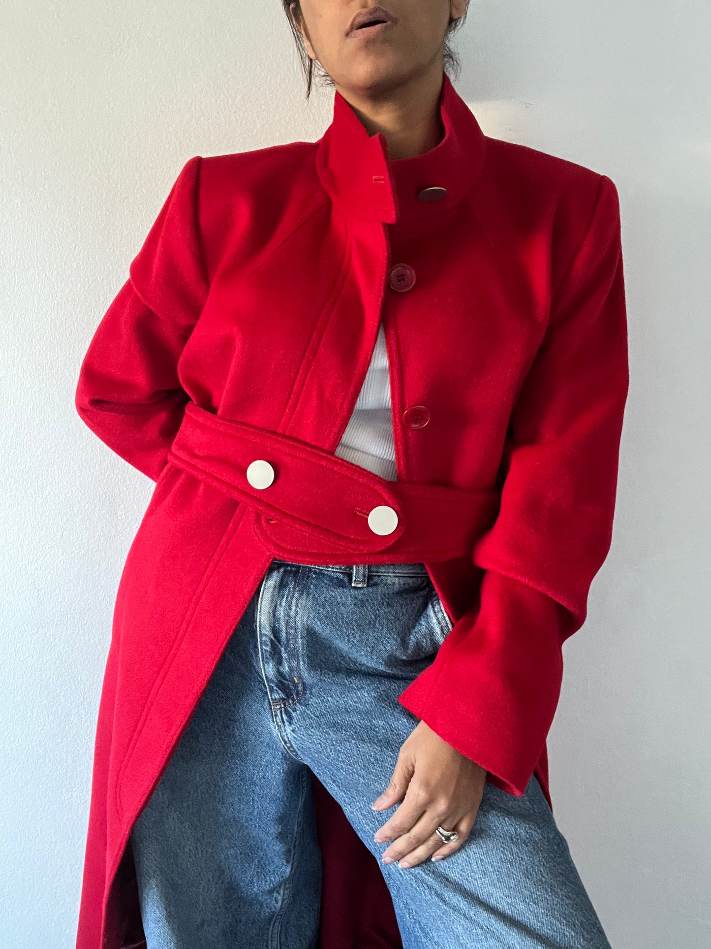 Perri Cutten Funnel Neck Wool & Cashmere Coat