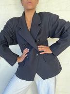 Vintage Black Blazer Puffy Sleeve