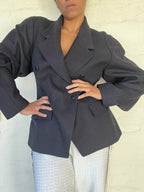 Vintage Black Blazer Puffy Sleeve