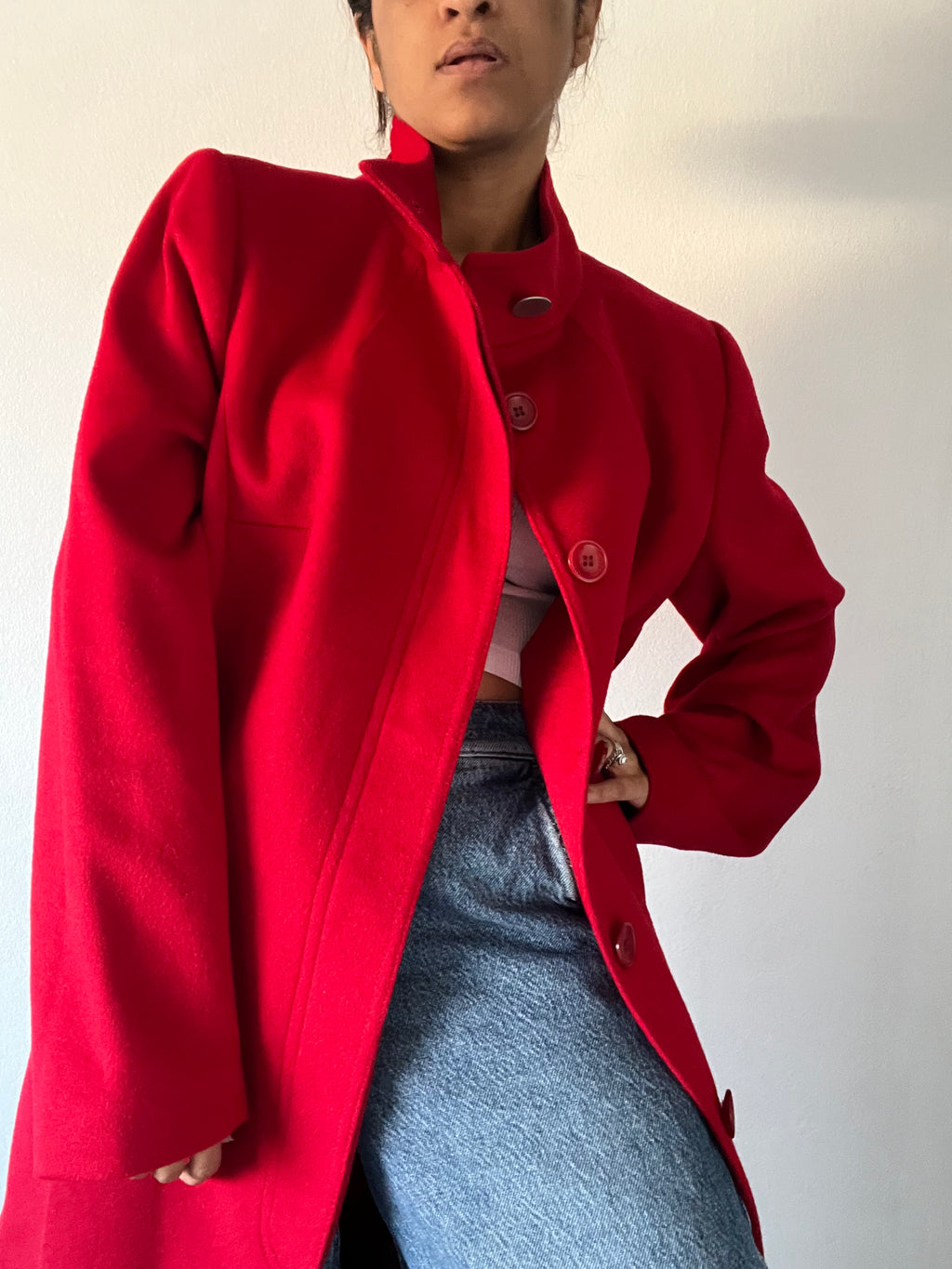 Perri Cutten Funnel Neck Wool & Cashmere Coat
