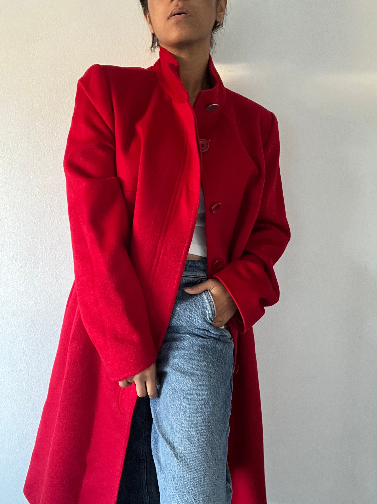 Perri Cutten Funnel Neck Wool & Cashmere Coat
