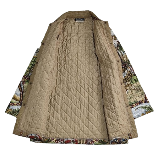 Salvatore Ferragamo Quilted Jacket Coat Animal Print