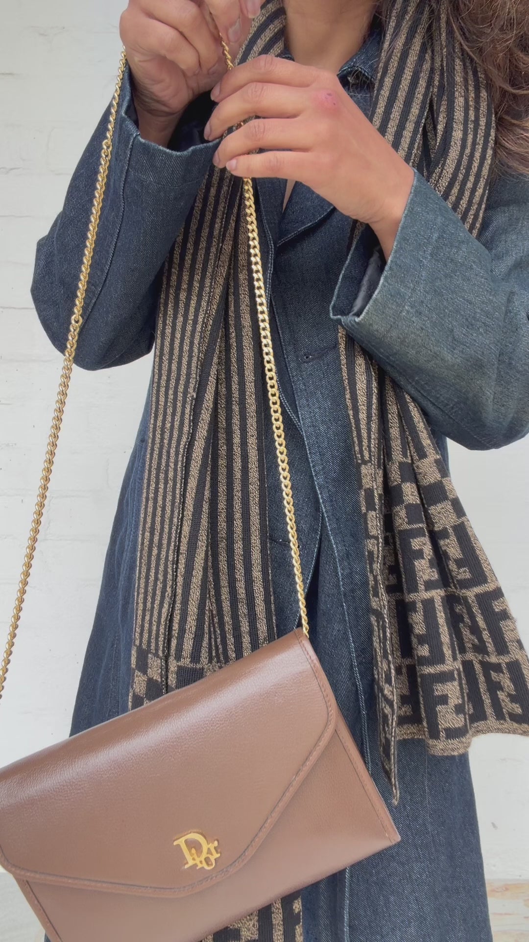 Vintage Fendi Wool Scarf - Black & Brown