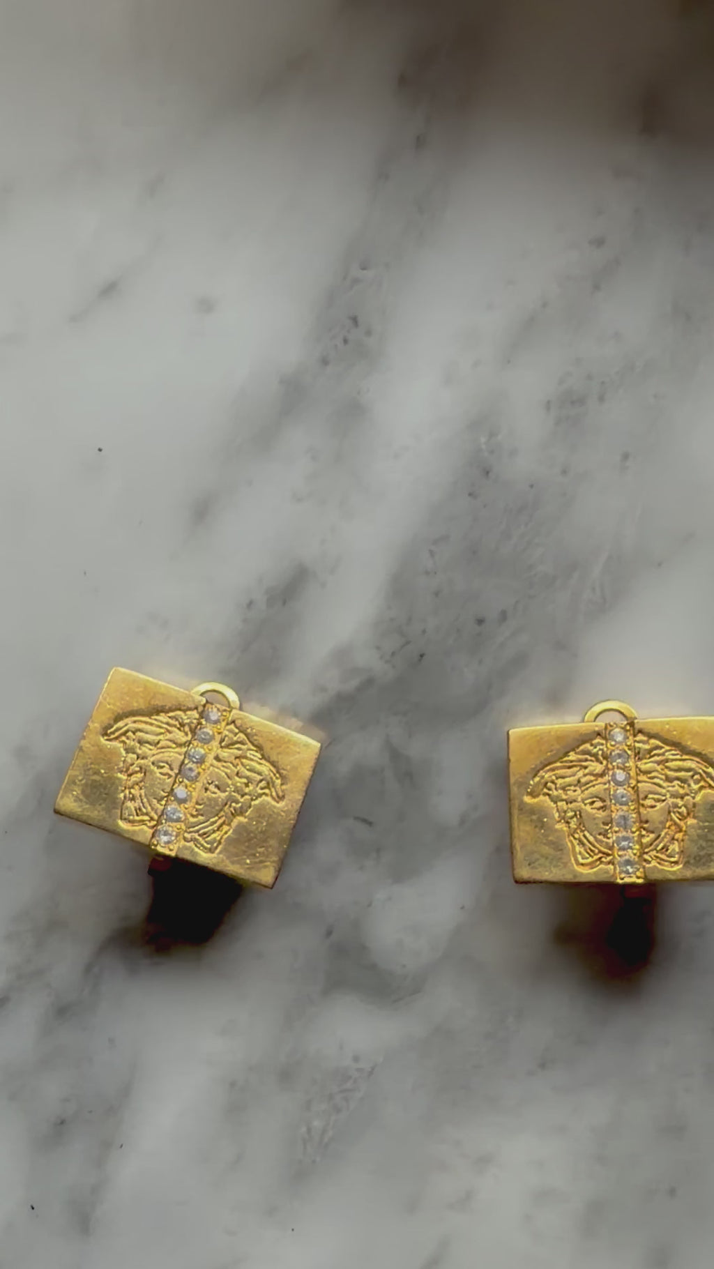 Rare 90s Vintage Versace Medusa Clip-On Earrings - Gold
